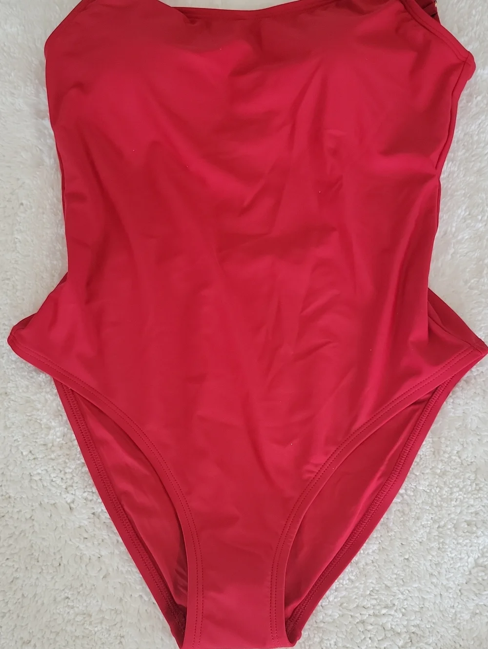 Quince Italian Cross Back One-Piece Swimsuit In Dark Red Medium NWT